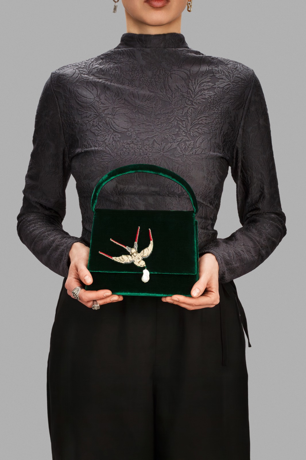 LePlie embroidered green bag