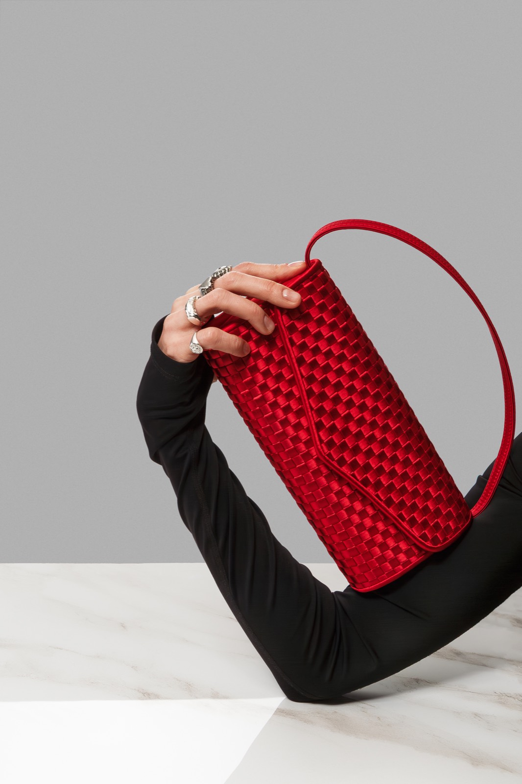 LePlie red clutch bag